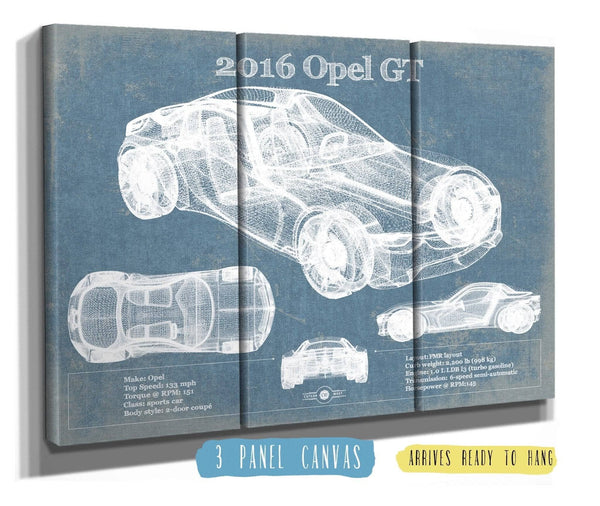 36" x 24" / 3 Panel Canvas Wrap Cutler West 2016 Opel GT Concept Original Vintage Car Print
