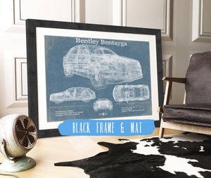 20" x 16" / Black Frame & Mat Cutler West 2017 Bentley Bentayga Vintage Car Print