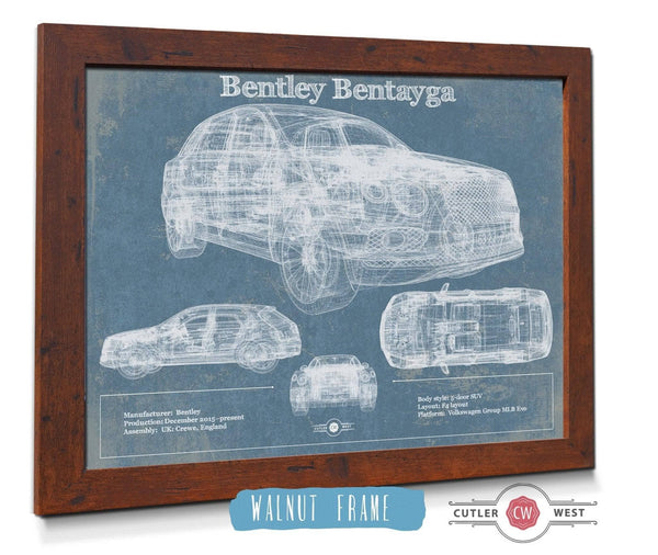 20" x 16" / Walnut Frame Cutler West 2017 Bentley Bentayga Vintage Car Print