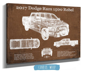 Cutler West 2017 Dodge Ram 1500 Rebel Truck Vintage Blueprint Auto Print