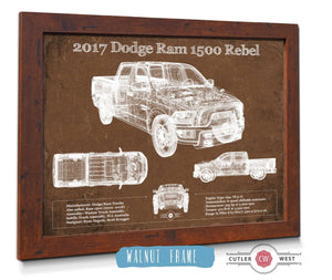 Cutler West 2017 Dodge Ram 1500 Rebel Truck Vintage Blueprint Auto Print