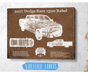 Cutler West 2017 Dodge Ram 1500 Rebel Truck Vintage Blueprint Auto Print