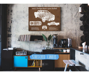 Cutler West 2017 Dodge Ram 1500 Rebel Truck Vintage Blueprint Auto Print