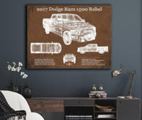 Cutler West Dodge Collection 2017 Dodge Ram 1500 Rebel Truck Vintage Blueprint Auto Print