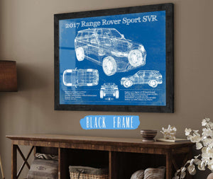 20" x 16" / Black Frame Cutler West 2017 Land Rover Range Rover Sport SVR Vintage Blueprint Auto Print