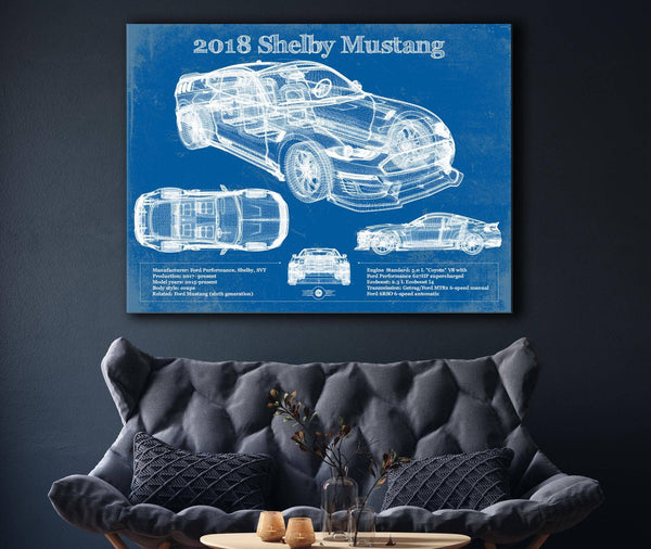 Cutler West 2018 Ford Mustang Shelby Super Snake Coupe Blueprint Vintage Auto Print