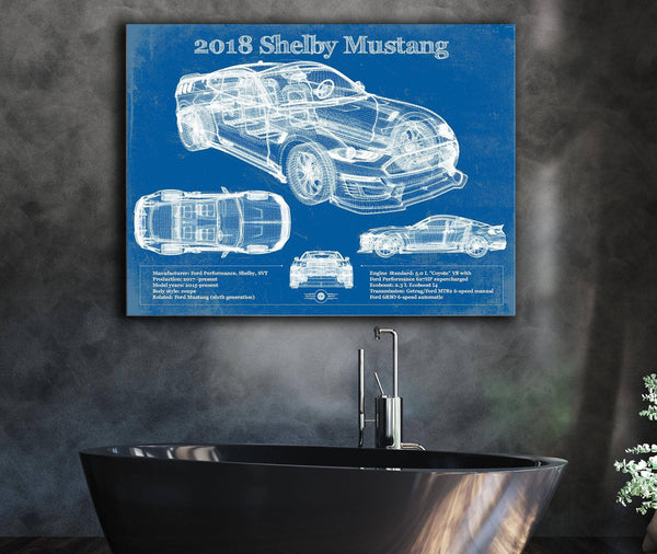 Cutler West 2018 Ford Mustang Shelby Super Snake Coupe Blueprint Vintage Auto Print