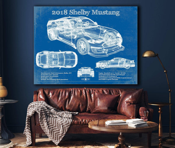 Cutler West 2018 Ford Mustang Shelby Super Snake Coupe Blueprint Vintage Auto Print