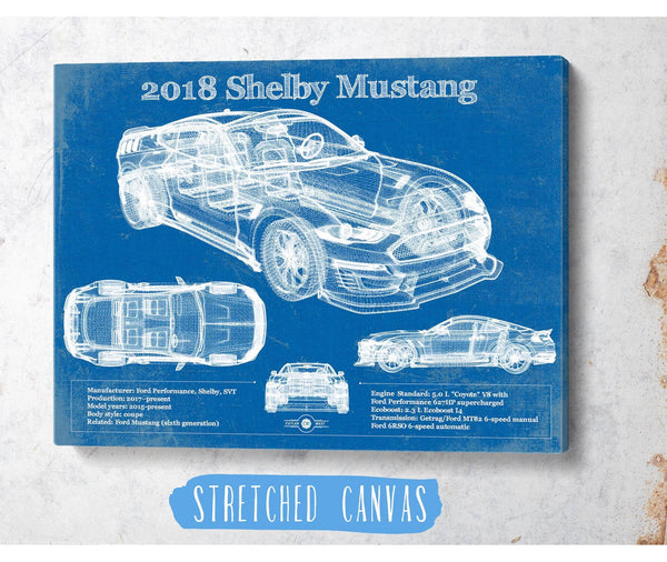 Cutler West 2018 Ford Mustang Shelby Super Snake Coupe Blueprint Vintage Auto Print