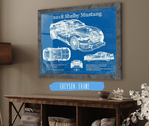 Cutler West 2018 Ford Mustang Shelby Super Snake Coupe Blueprint Vintage Auto Print