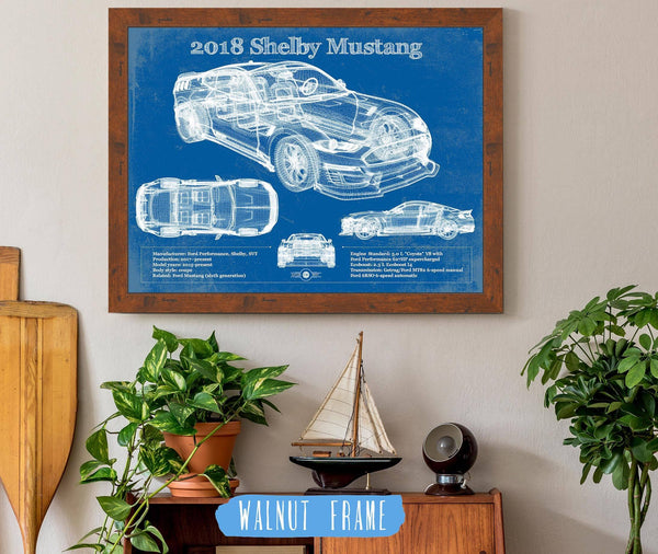 Cutler West 2018 Ford Mustang Shelby Super Snake Coupe Blueprint Vintage Auto Print
