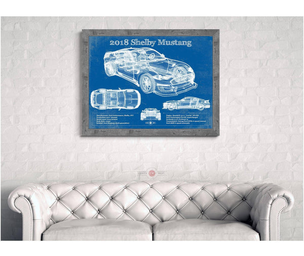 Cutler West 2018 Ford Mustang Shelby Super Snake Coupe Blueprint Vintage Auto Print