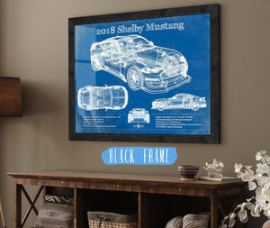20" x 16" / Black Frame Cutler West 2018 Ford Mustang Shelby Super Snake Coupe Blueprint Vintage Auto Print
