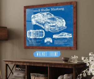 20" x 16" / Walnut Frame Cutler West 2018 Ford Mustang Shelby Super Snake Coupe Blueprint Vintage Auto Print