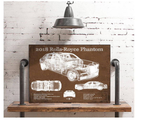 Cutler West 2018 Rolls Royce Phantom Vintage Blueprint Auto Print