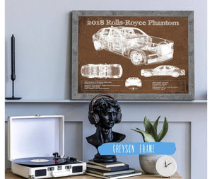 Cutler West 2018 Rolls Royce Phantom Vintage Blueprint Auto Print