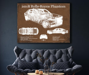 Cutler West 2018 Rolls Royce Phantom Vintage Blueprint Auto Print
