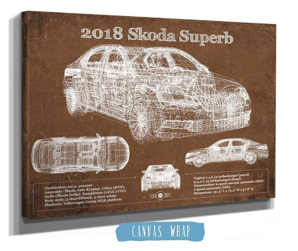 Cutler West 2018 Skoda Superb Vintage Blueprint Auto Print