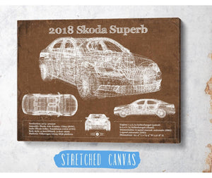 Cutler West 2018 Skoda Superb Vintage Blueprint Auto Print