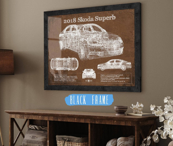Cutler West 2018 Skoda Superb Vintage Blueprint Auto Print