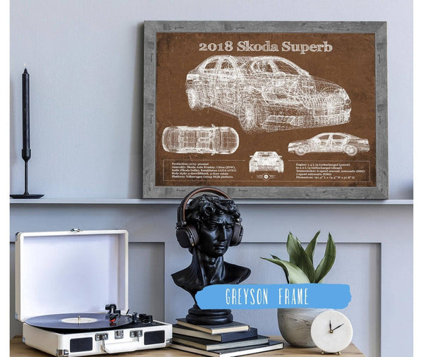 Cutler West 2018 Skoda Superb Vintage Blueprint Auto Print