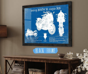 20" x 16" / Black Frame Cutler West 2019 BMW R1250RS Vintage Blueprint Auto Print