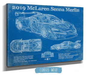 Cutler West 2019 Mclaren Senna Merlin Vintage Blueprint Auto Print