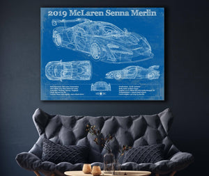 Cutler West 2019 Mclaren Senna Merlin Vintage Blueprint Auto Print