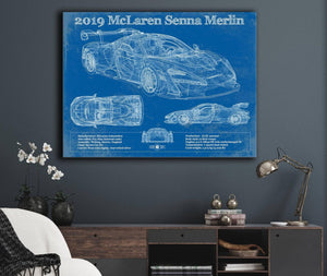 Cutler West 2019 Mclaren Senna Merlin Vintage Blueprint Auto Print