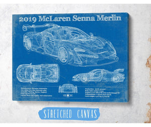 Cutler West 2019 Mclaren Senna Merlin Vintage Blueprint Auto Print