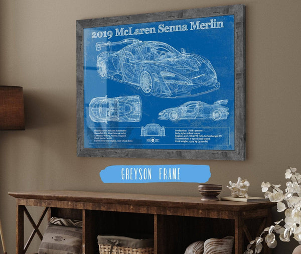 Cutler West 2019 Mclaren Senna Merlin Vintage Blueprint Auto Print