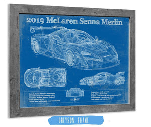 14" x 11" / Greyson Frame Cutler West 2019 Mclaren Senna Merlin Vintage Blueprint Auto Print