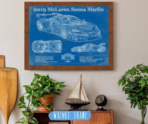 20" x 16" / Walnut Frame Cutler West 2019 Mclaren Senna Merlin Vintage Blueprint Auto Print