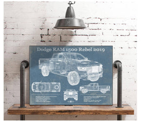 Cutler West 2019 Ram 1500 Rebel Vintage Blueprint Auto Print