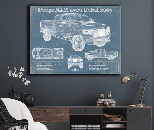 Cutler West 2019 Ram 1500 Rebel Vintage Blueprint Auto Print