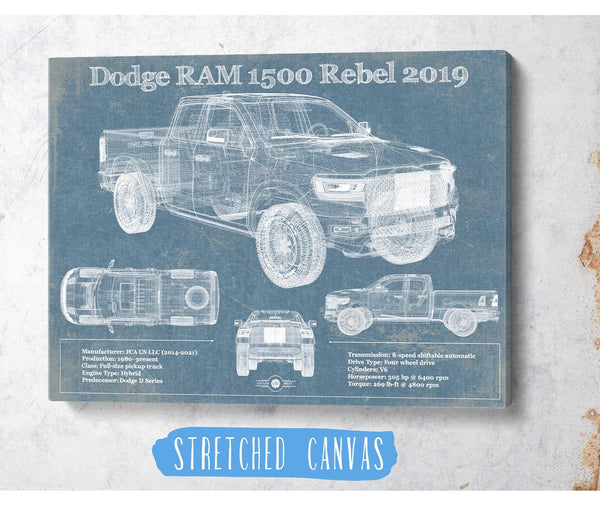 Cutler West 2019 Ram 1500 Rebel Vintage Blueprint Auto Print