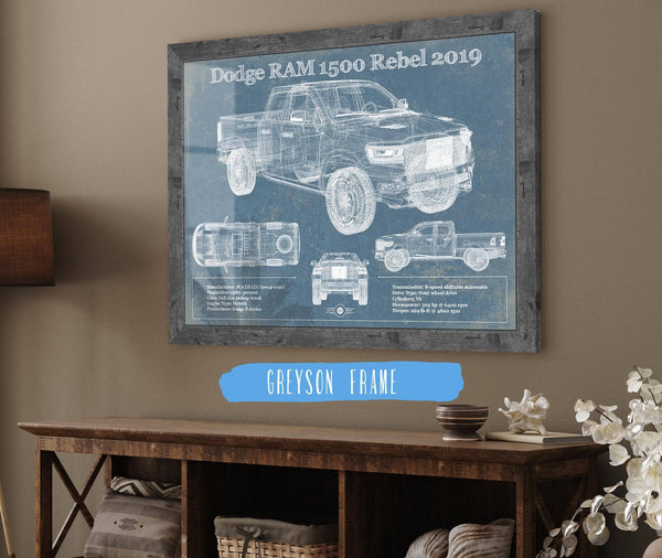 Cutler West 2019 Ram 1500 Rebel Vintage Blueprint Auto Print