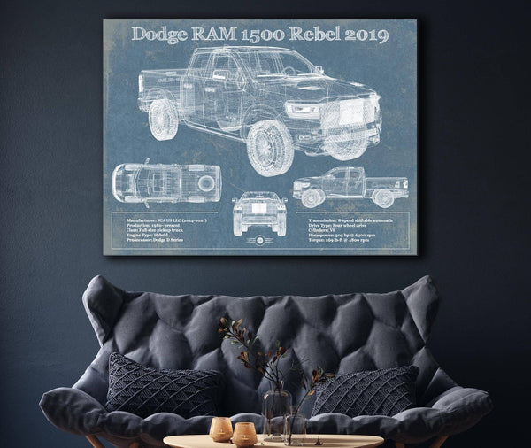 Cutler West 2019 Ram 1500 Rebel Vintage Blueprint Auto Print