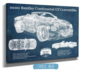 Cutler West 2020 Bentley Continental Gt Convertible Vintage Blueprint Auto Print