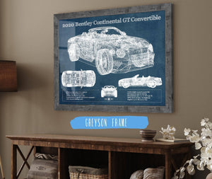 Cutler West 2020 Bentley Continental Gt Convertible Vintage Blueprint Auto Print