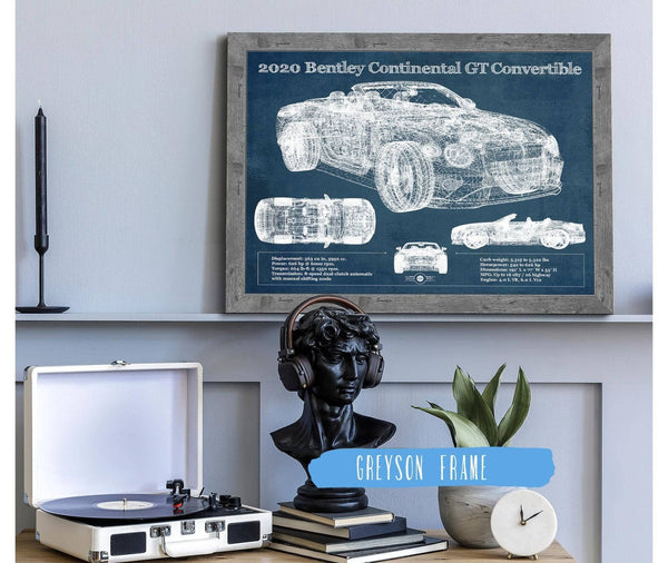Cutler West 2020 Bentley Continental Gt Convertible Vintage Blueprint Auto Print