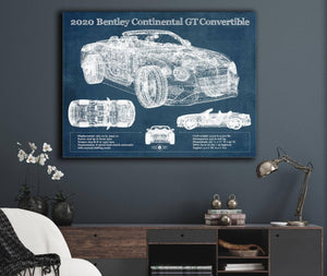Cutler West 2020 Bentley Continental Gt Convertible Vintage Blueprint Auto Print