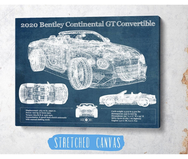 Cutler West 2020 Bentley Continental Gt Convertible Vintage Blueprint Auto Print
