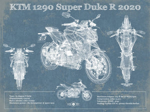 14" x 11" / Unframed Cutler West 2020 KTM 1290 Super Duke R Motorcycle Patent Print