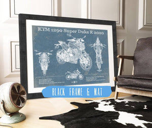 20" x 16" / Black Frame & Mat Cutler West 2020 KTM 1290 Super Duke R Motorcycle Patent Print
