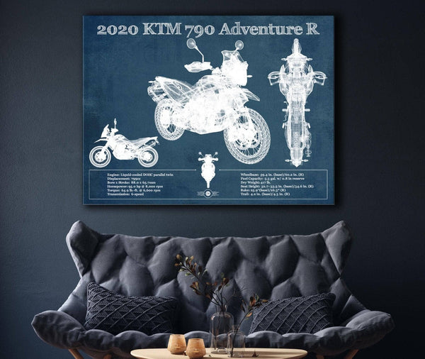 Cutler West 2020 Ktm 790 Adventure R Vintage Blueprint Auto Print