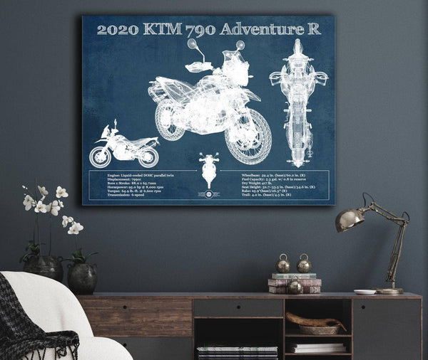 Cutler West 2020 Ktm 790 Adventure R Vintage Blueprint Auto Print