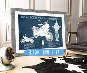 14" x 11" / Greyson Frame & Mat Cutler West 2020 Ktm 790 Adventure R Vintage Blueprint Auto Print