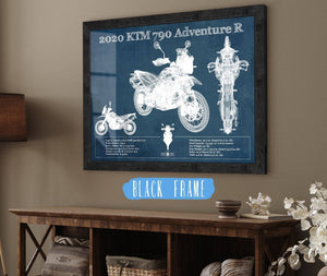 20" x 16" / Black Frame Cutler West 2020 Ktm 790 Adventure R Vintage Blueprint Auto Print