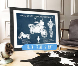 20" x 16" / Black Frame & Mat Cutler West 2020 Ktm 790 Adventure R Vintage Blueprint Auto Print